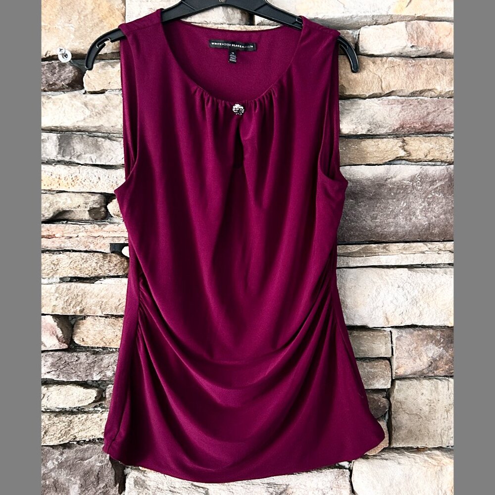 White House | Black Market Wine Colored Sleeveless Blouse